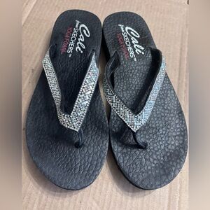 Skechers Women's Black Sandals with Silver Accents